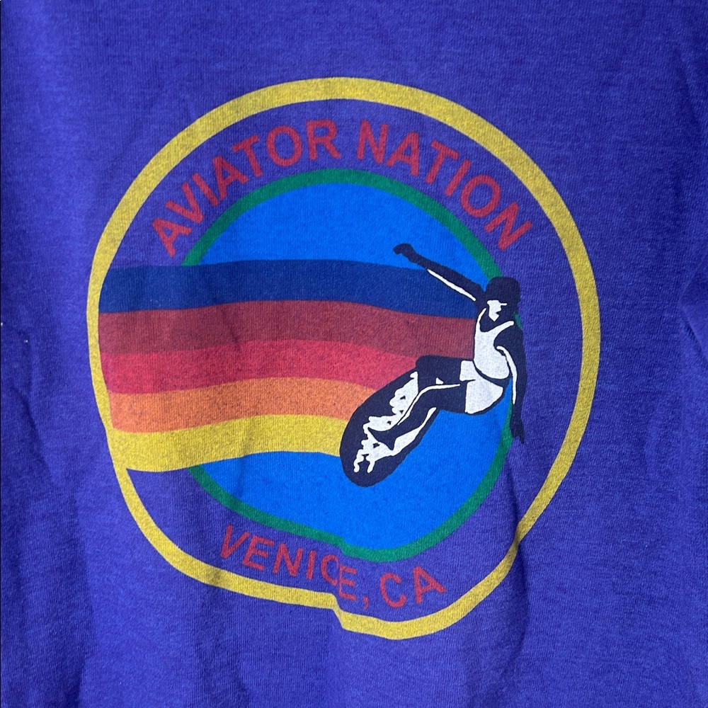 AVIATOR NATION Signature Logo Crew Neck Sweatshirt Purple Venice, CA Size Large - Picture 5 of 16
